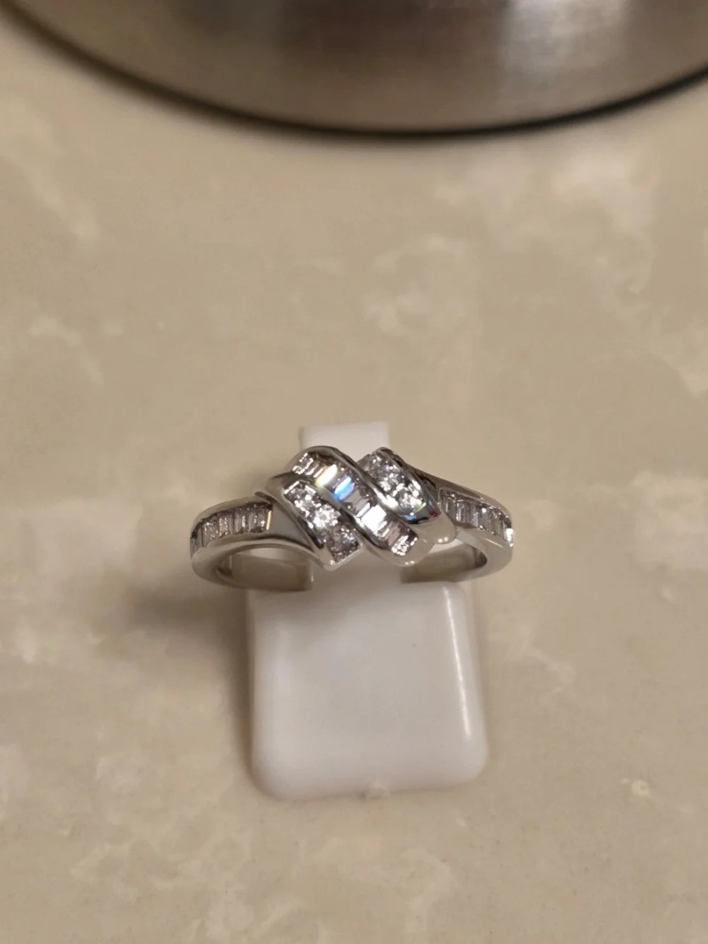 Silver Cubic Zirconia Twist Ring - Sizes 8 and 9
